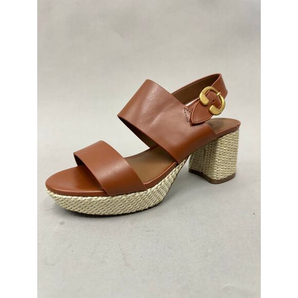 Aerosoles Camera Gingerbread Combo Leather Slingback Platform Sandal Size 9 - Picture 1 of 16